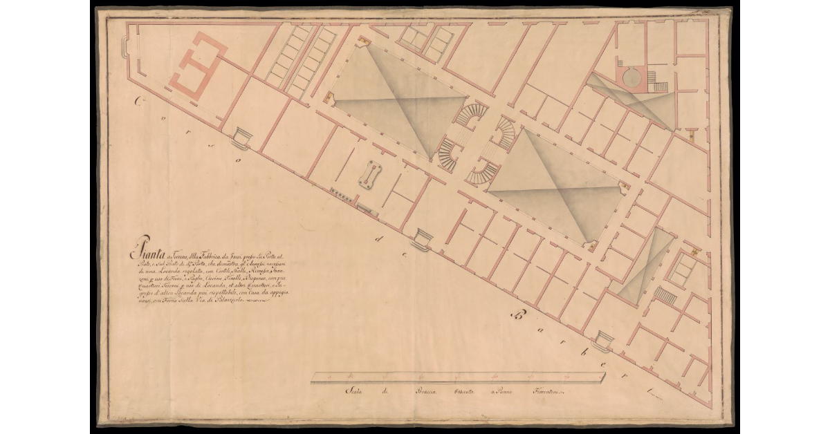 Pianta a terreno della fabbrica da farsi presso la Porta al Prato [di Firenze]