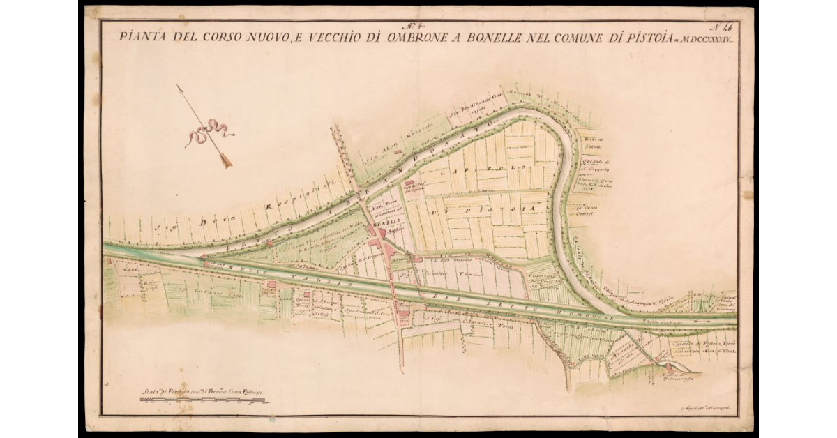 Pianta del corso nuovo di Ombrone a Bonelle nel Comune di Pistoia