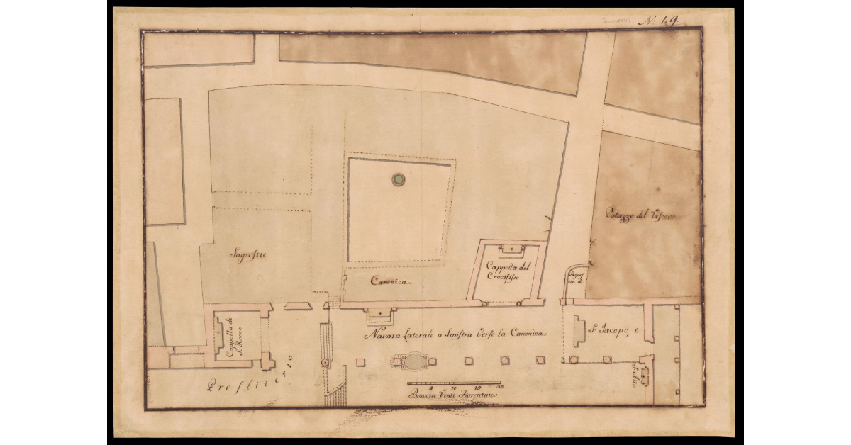 [Pianta di parte del Duomo di Pistoia con le Cappelle di San Rocco, del Crocifisso e di S. Jacopo]