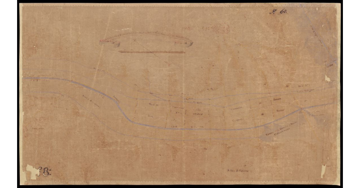 [Pianta del corso vecchio e nuovo e delle colmate del fiume Esse nella Comunità di Foiano in Valdichiana]