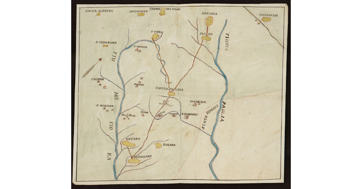 Plan figuré de la Commune de Castel del Piano survant la nouvelle circonscription qu'on propose di lui donner