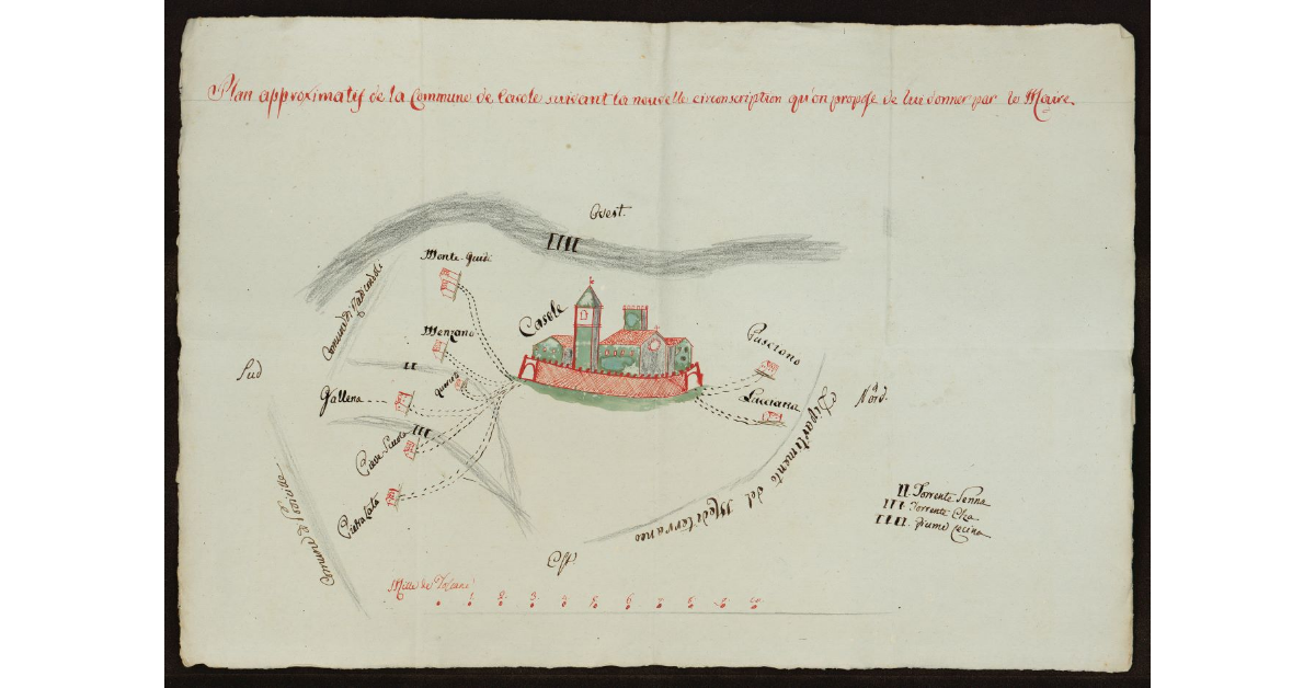 Plan approximatif de la Commune de Casole suivant la nouvelle circonscription qu'on propose de lui donner par le Maire