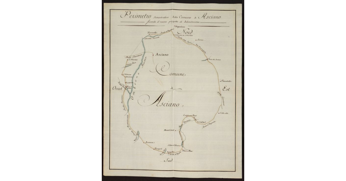 Perimetro dimostrativo della Comune di Asciano secondo il nuovo progetto di delimitazione
