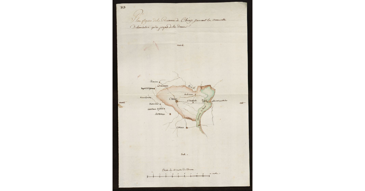 Plan figuré de la Commune de Chiusi suivant la nouvelle delimitation qu'on propose de lui donner