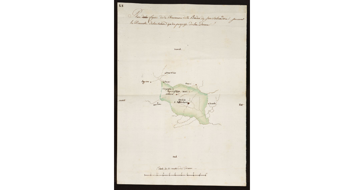 Plan figuré de la Commune della Badia de San Salvadore suivant la nouvelle delimitation qu'on propose de lui donner