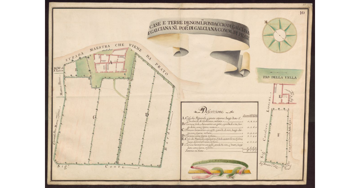 Case e terre denomi[na]te Fondaccio di Galciana e Galciana nel Popolo di Galciana Commissariato di Prato