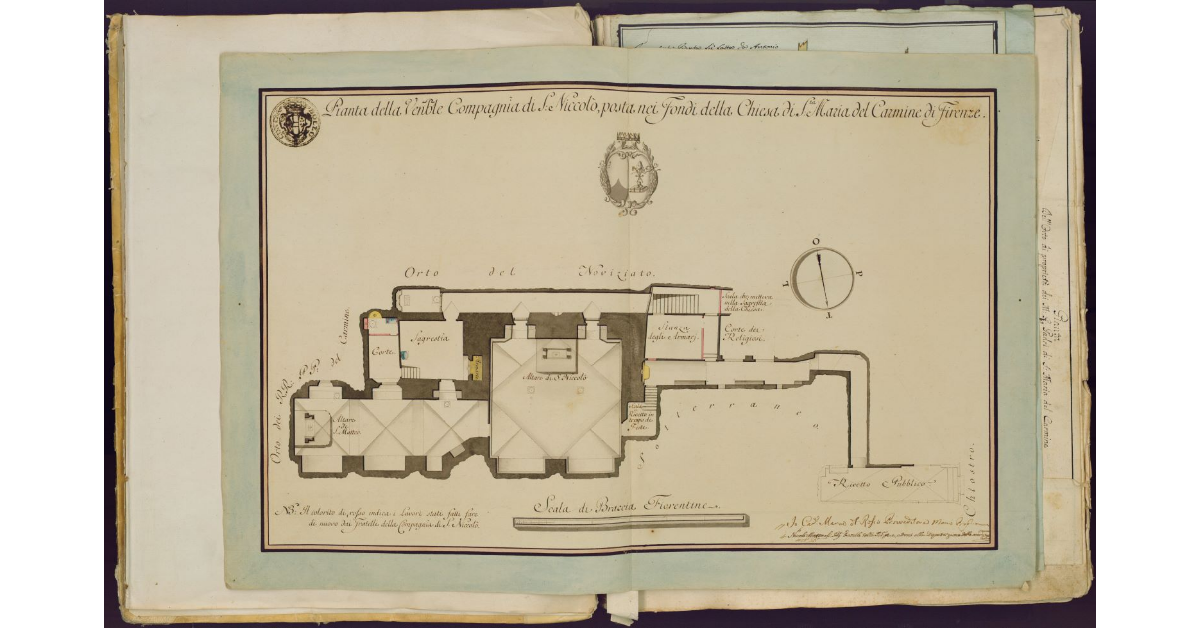 Pianta della Venerabile Compagnia di S. Niccolò, posta nei fondi della Chiesa di S. Maria del Carmine di Firenze