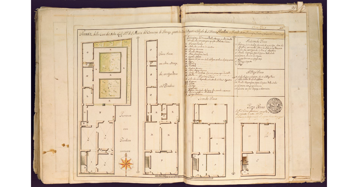 Pianta della casa dei molto RR. PP. di S. Maria del Carmine di Firenze, posta in Via S. Agostino, Popolo di S. Friano