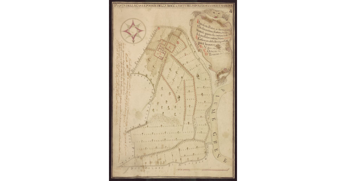 Pianta della casa e Podere della Rocca, posta nel Popolo di S. Quirico a Marignolle