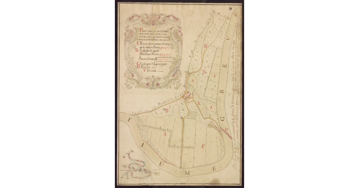 Pianta della casa e Podere di Monte Sinaia posta nel Popolo di S. Quirico a Marignolle, Potesteria del Galluzzo