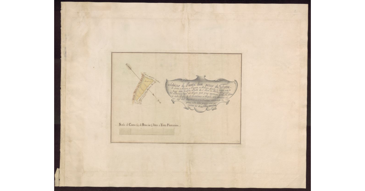 Schizzo di pianta d'un pezzo di terra [...] in luogo detto Le Lame, Popolo di S. Piero in Palco, Potesteria del Galluzzo, e Lega del Bagno