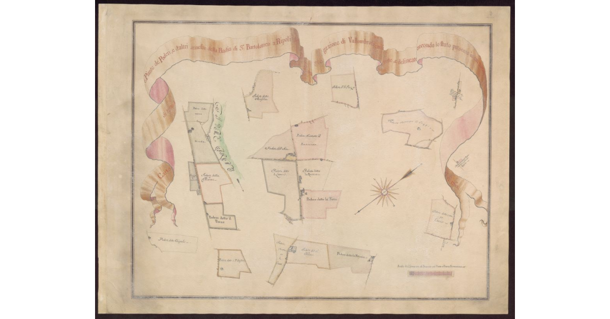 Carta di tutte le piante de Poderi, e d'altri annessi della Badia di S. Bartolomeo a Ripoli