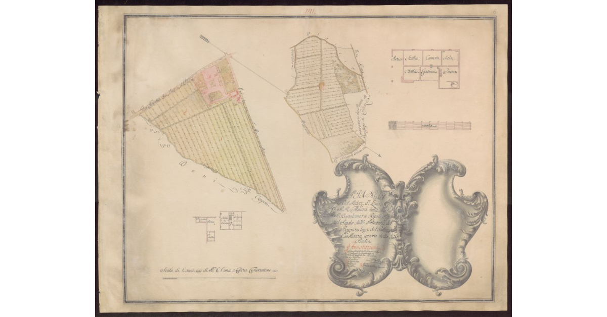 Pianta del Podere detto L'Aia [posto nel Popolo di S. Bartolommeo a Ripoli], Potesteria del Bagno e Lega del Galluzzo