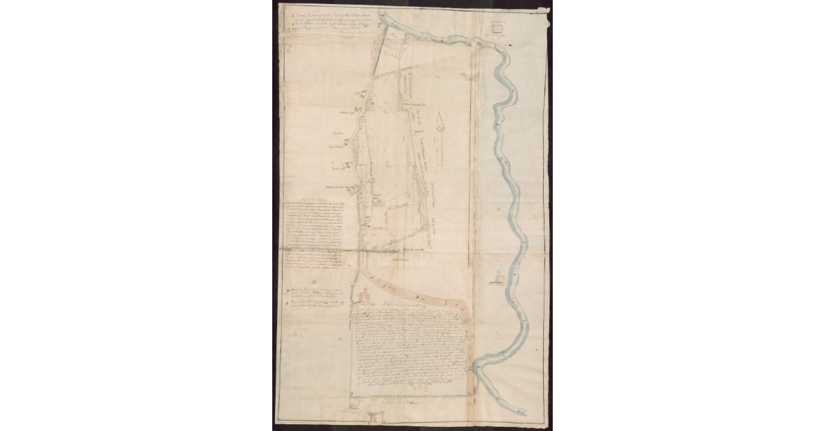 [Pianta di un tratto del fiume Sillaro presso Castel Guelfo nel Bolognese]