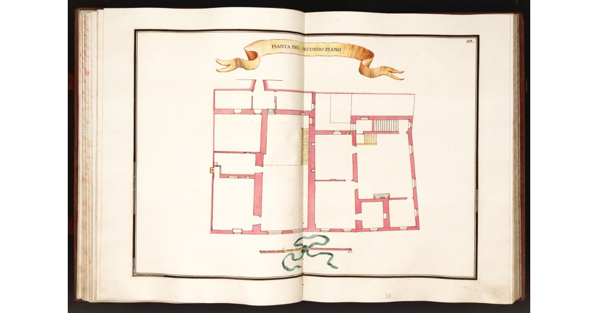 Pianta del secondo piano [delle Case e botteghe poste in cappella di S. M. Presbiteri Anselmi alias del Giglio]