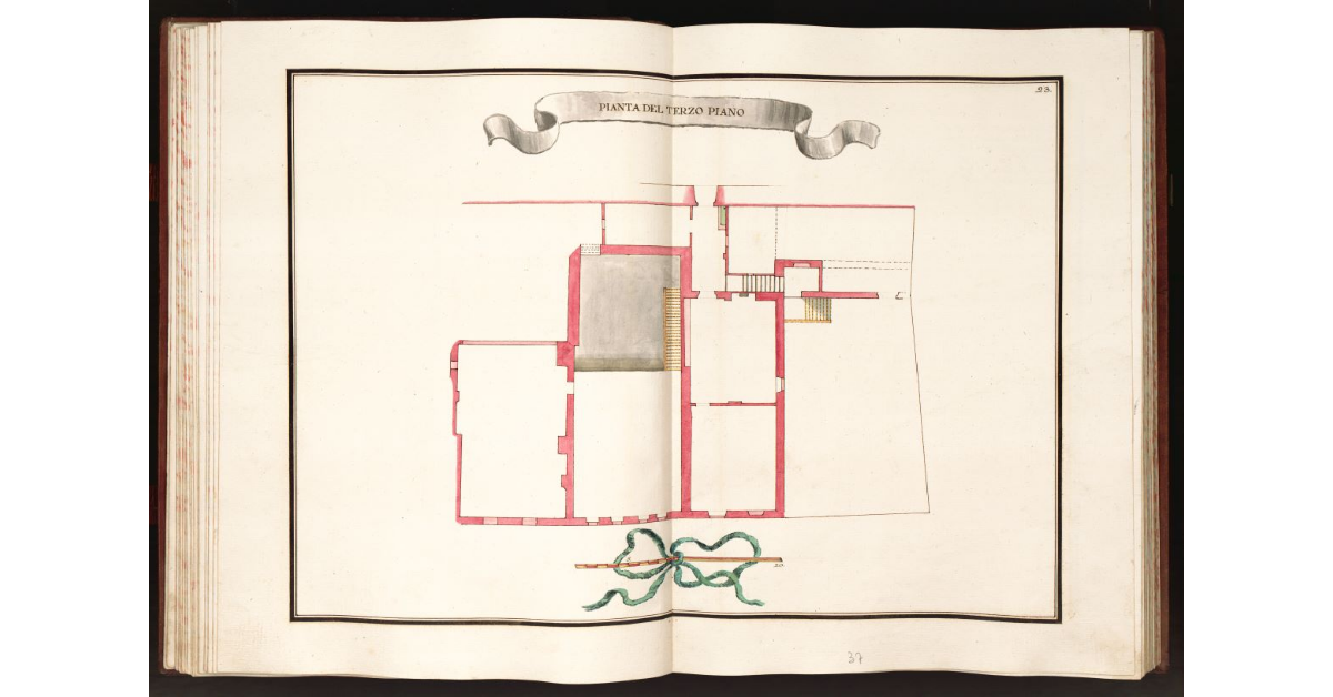 Pianta del terzo piano [delle Case e botteghe poste in cappella di S. M. Presbiteri Anselmi alias del Giglio]