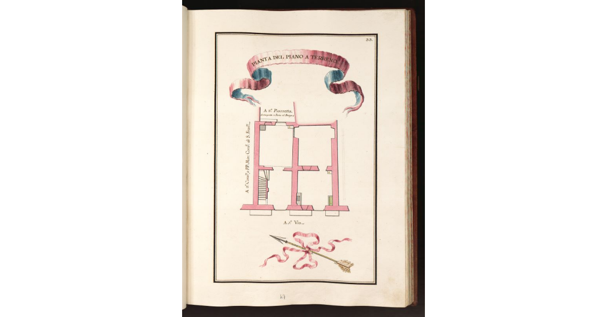 Pianta del piano a terreno [della Casa in Porta al Borgo posta in Cappella di S. M. Maddalena al Prato]