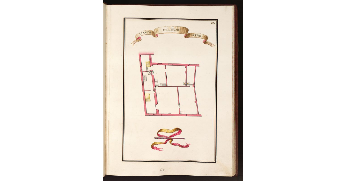 Pianta del primo piano [della Casa con forni dal Crocifisso della Morte posta in Cappella della Mad. dell’Umiltà luogo detto il Forno della Morte]