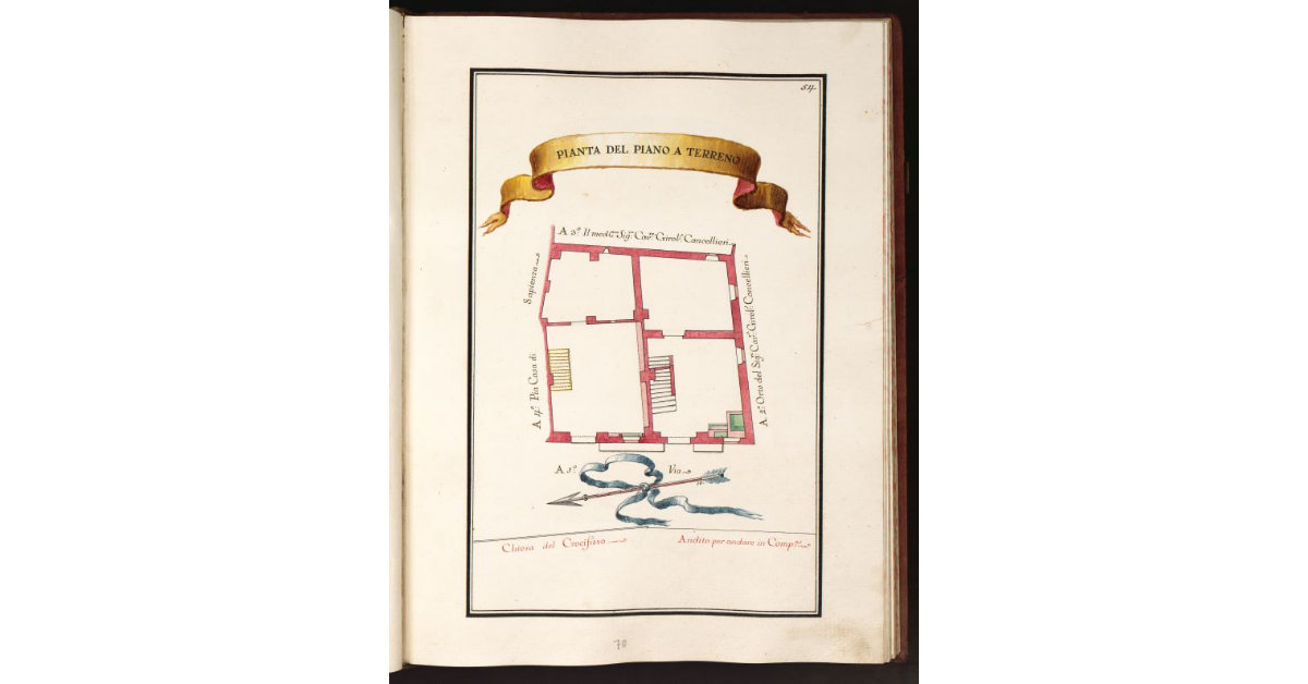 Pianta del piano a terreno [della Case del Crocifisso della Morte poste in cappella della Mad. dell’Umiltà]