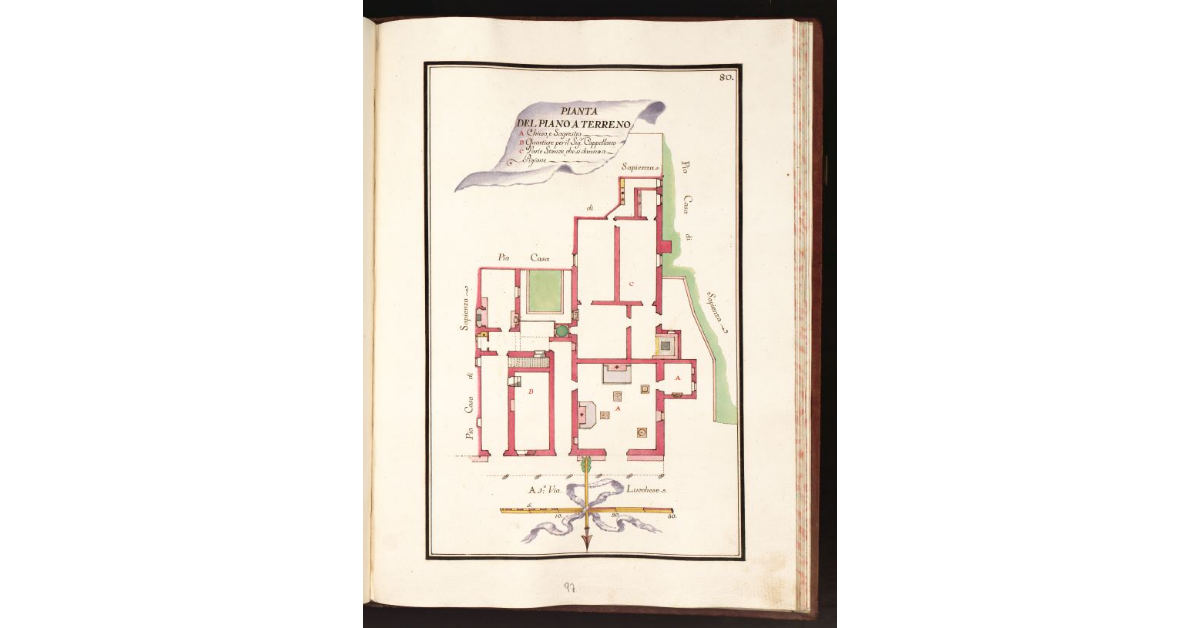 Pianta del piano a terreno [della Chiesa di S.M. Maggiore con casa contigua posta in comune di Sala luogo detto a Parigi]