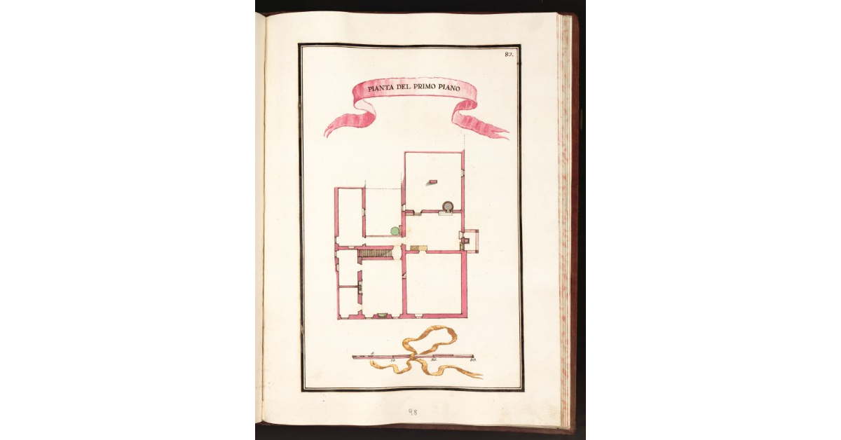 Pianta del primo piano[della Chiesa di S.M. Maggiore con casa contigua posta in comune di Sala luogo detto a Parigi]