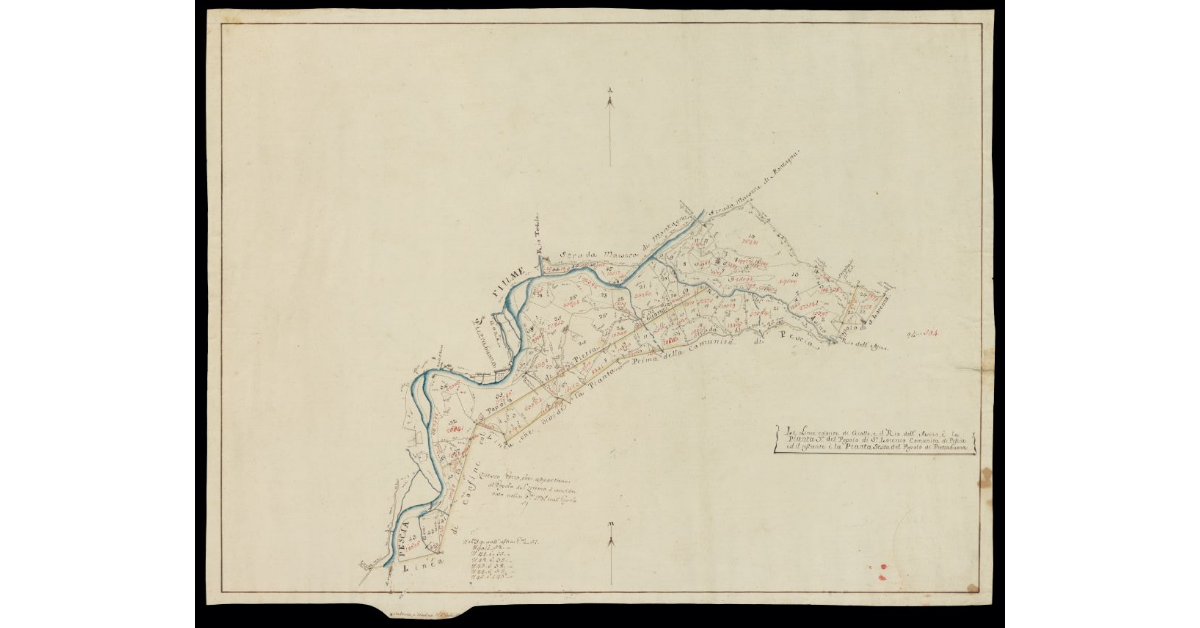 Pianta terza del Popolo di S. Lorenzo Comunità di Pescia ed il restante è la Pianta sesta del Popolo di Pietrabuona