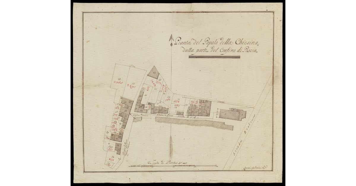 Pianta del Popolo della Chiesina dalla parte del confino di Pescia
