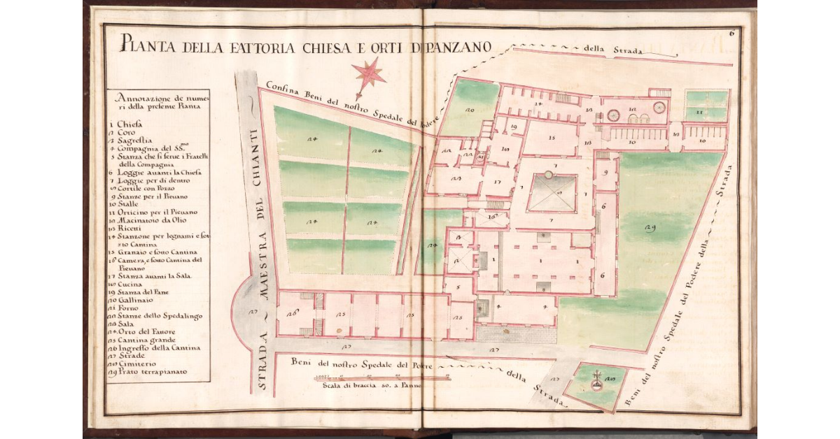 Pianta della Fattoria chiesa e orti di Panzano
