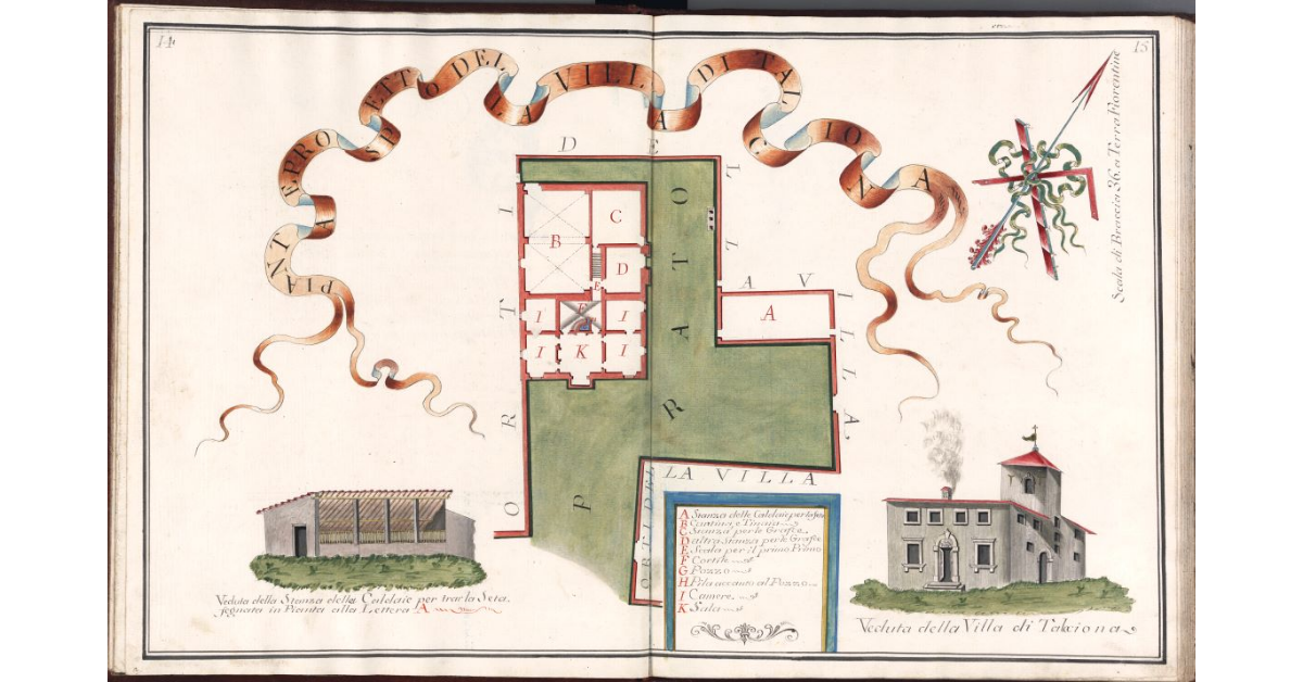 Pianta e prospetto della Villa di Talciona