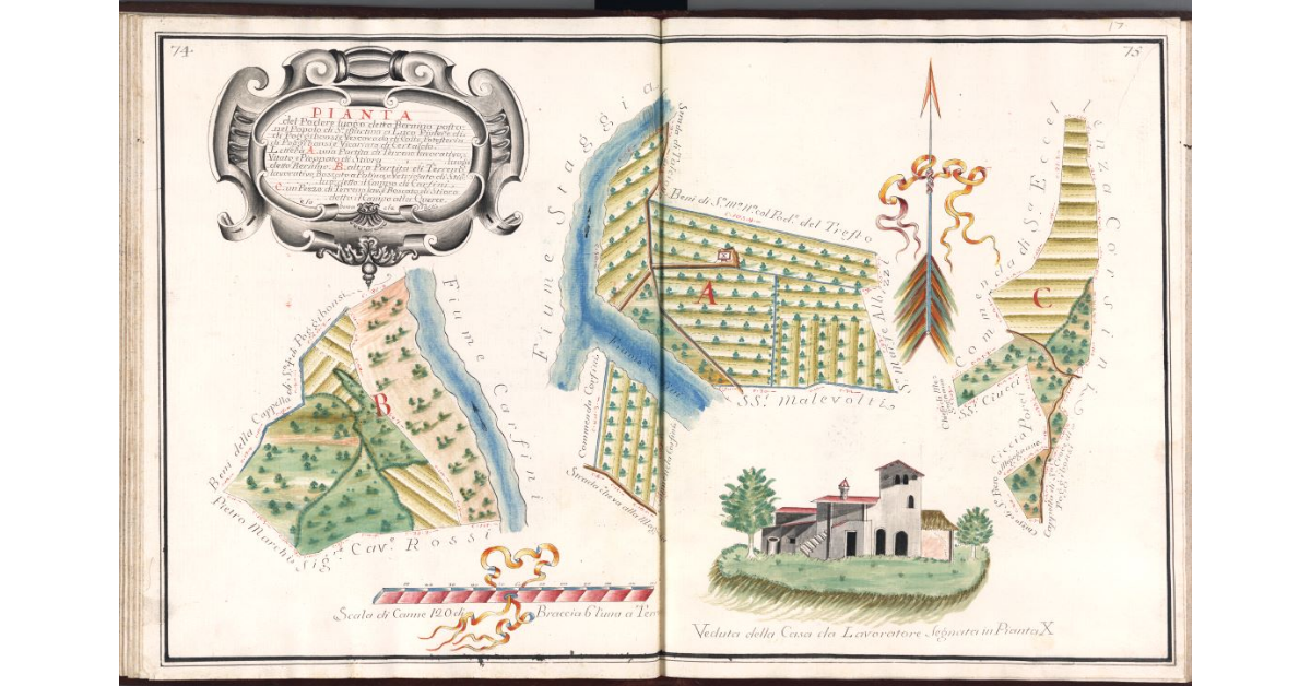 Pianta del Podere luogo detto Bernino, posto nel Popolo di S. Martino a Luco, Piviere di Poggibonsi e Vescovado di Colle, Potesteria di Poggibonsi, e Vicariato di Certaldo
