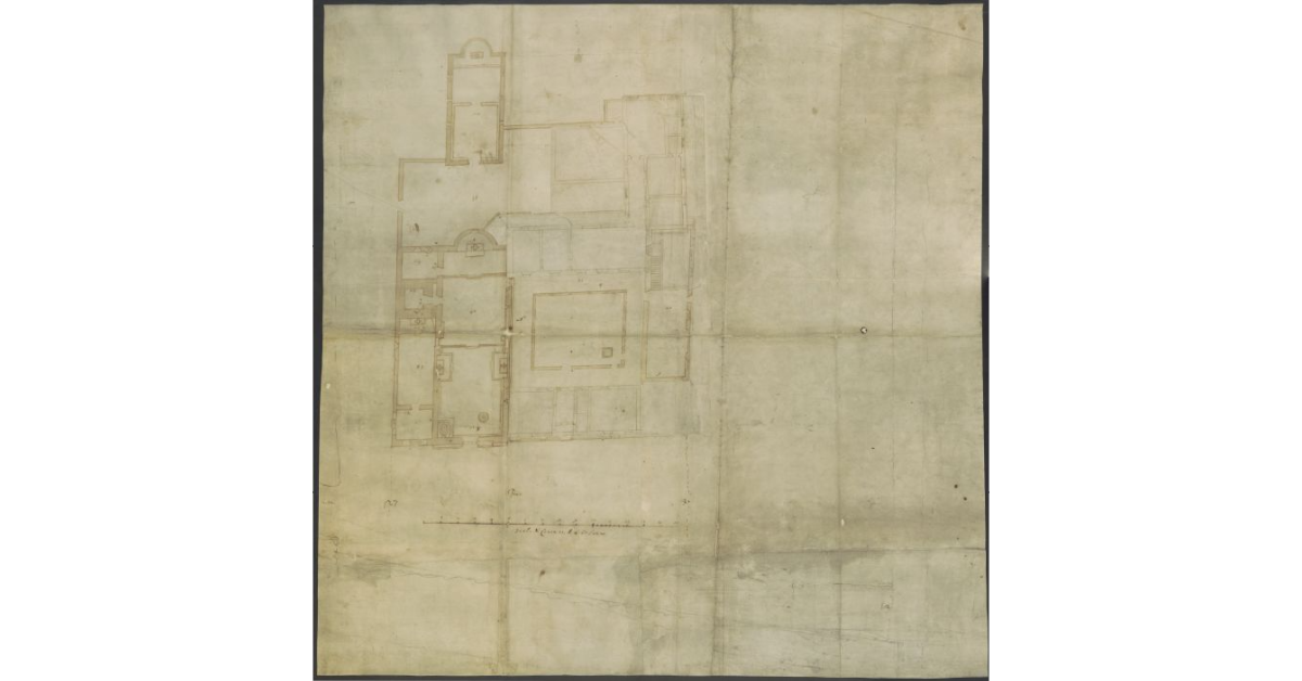 [Pianta di una chiesa, con canonica e stanze annesse senza titolo]