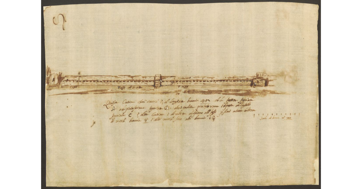 [Veduta di parte di una fortificazione muraria non identificata]