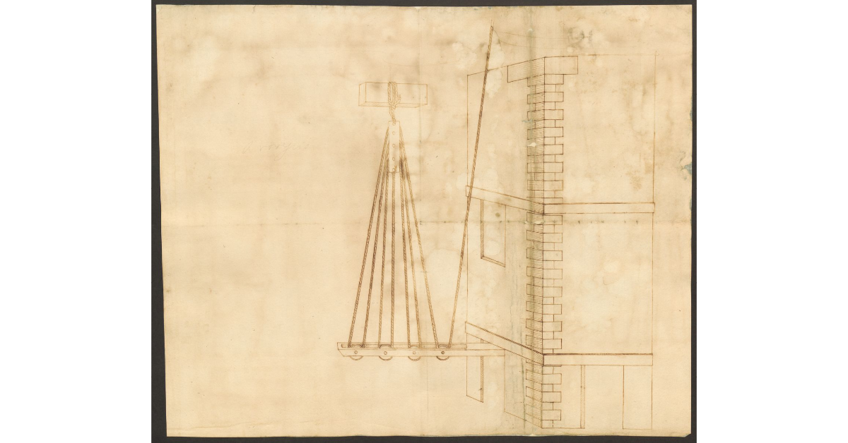 Disegno per tirare con argani e traglie