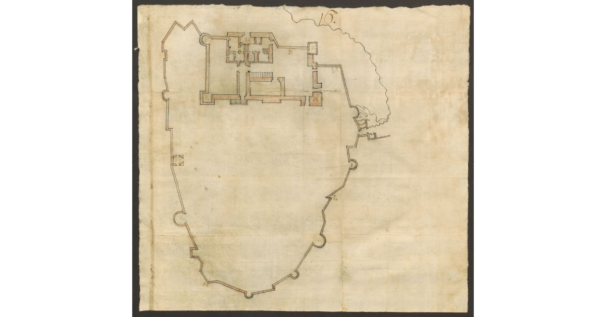 [Pianta di mura cittadine con fortificazione interna]
