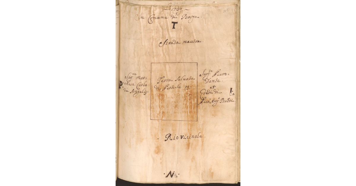 [Appezzamento di terreno appartenente allo Spedale di S. Lucia di Barga e concesso a livello a Giovan Pasquino di Paolo Cini]