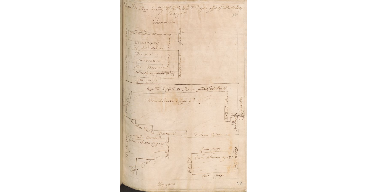 Pianta de' beni Livellari dell'Ill.mo Mag.to del Bigallo posseduti da Niccolò Ponzò di Barga