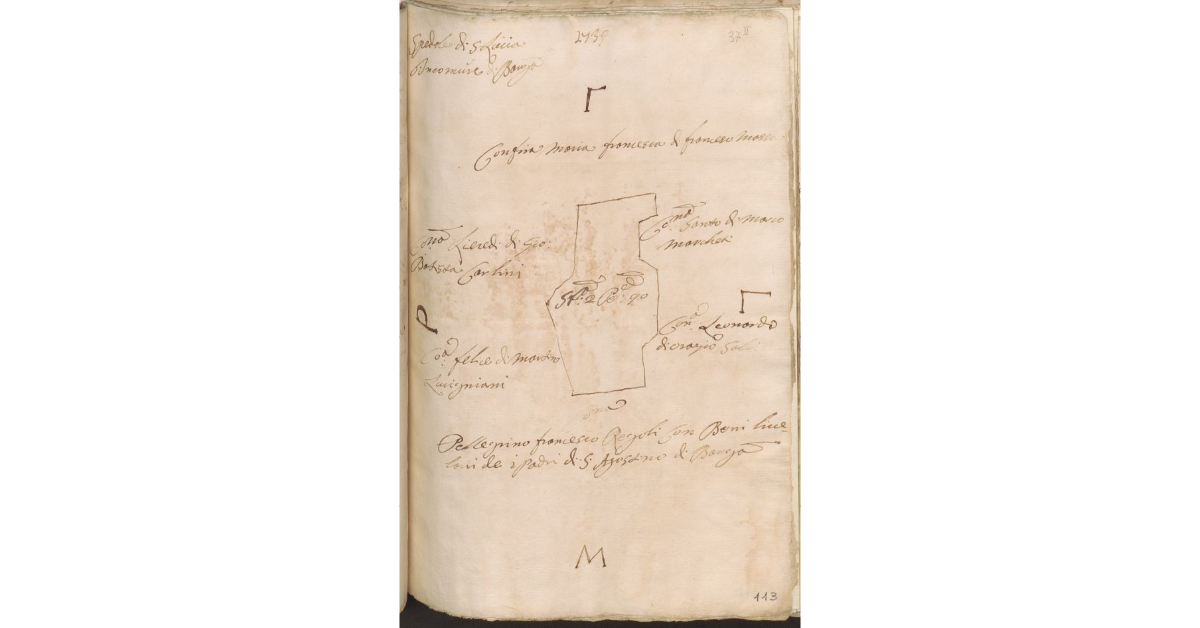 [Appezzamento di terreno appartente allo Spedale di S. Lucia di Barga e concesso a livello a Antonio di Giovan Battista Carlini]