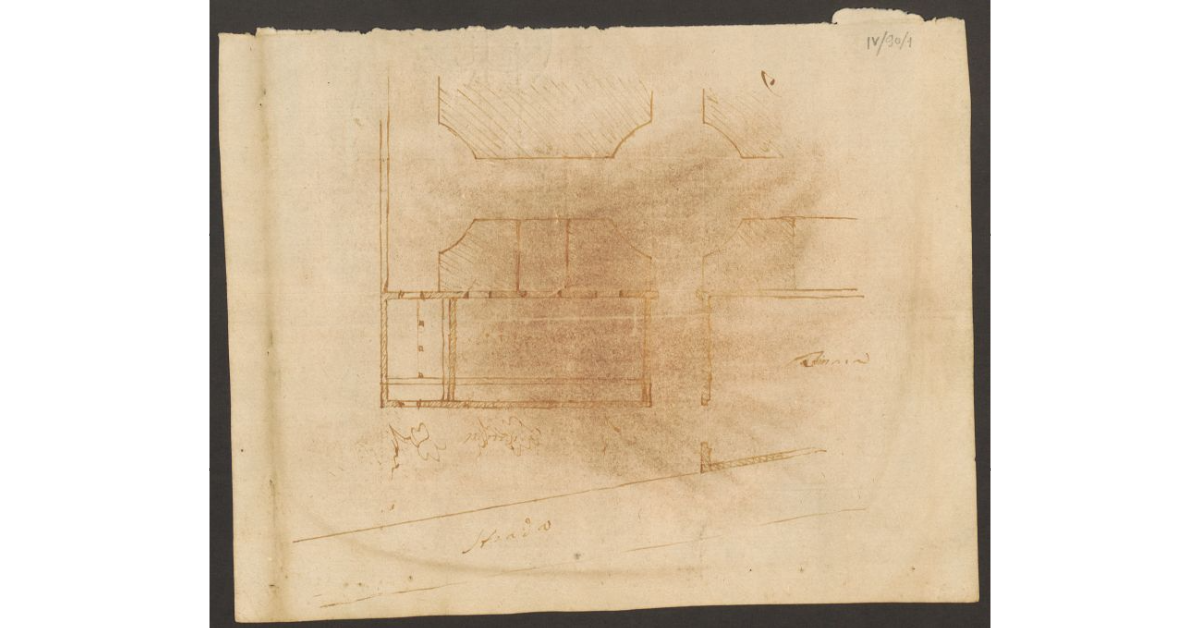 [Pianta di una porzione di edificio non identificata]