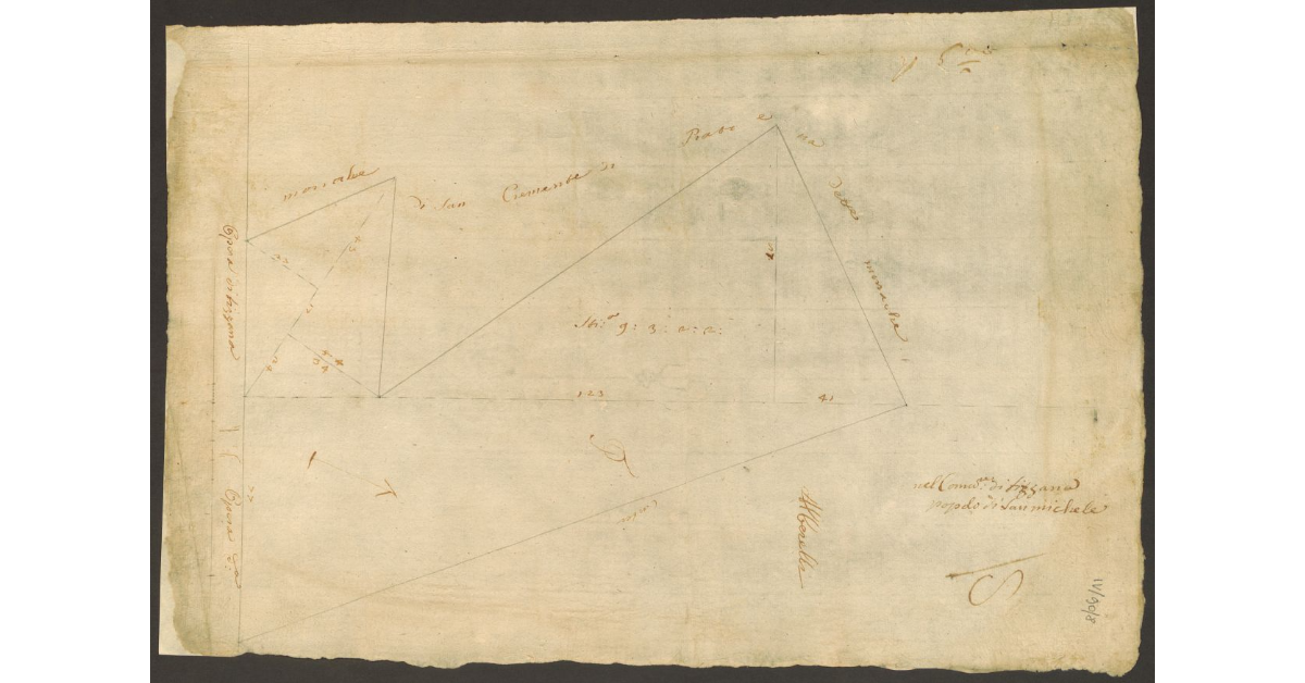 [Pianta di un appezzamento di terreno di proprietà dello Spedale del Ceppo di Carmignano]