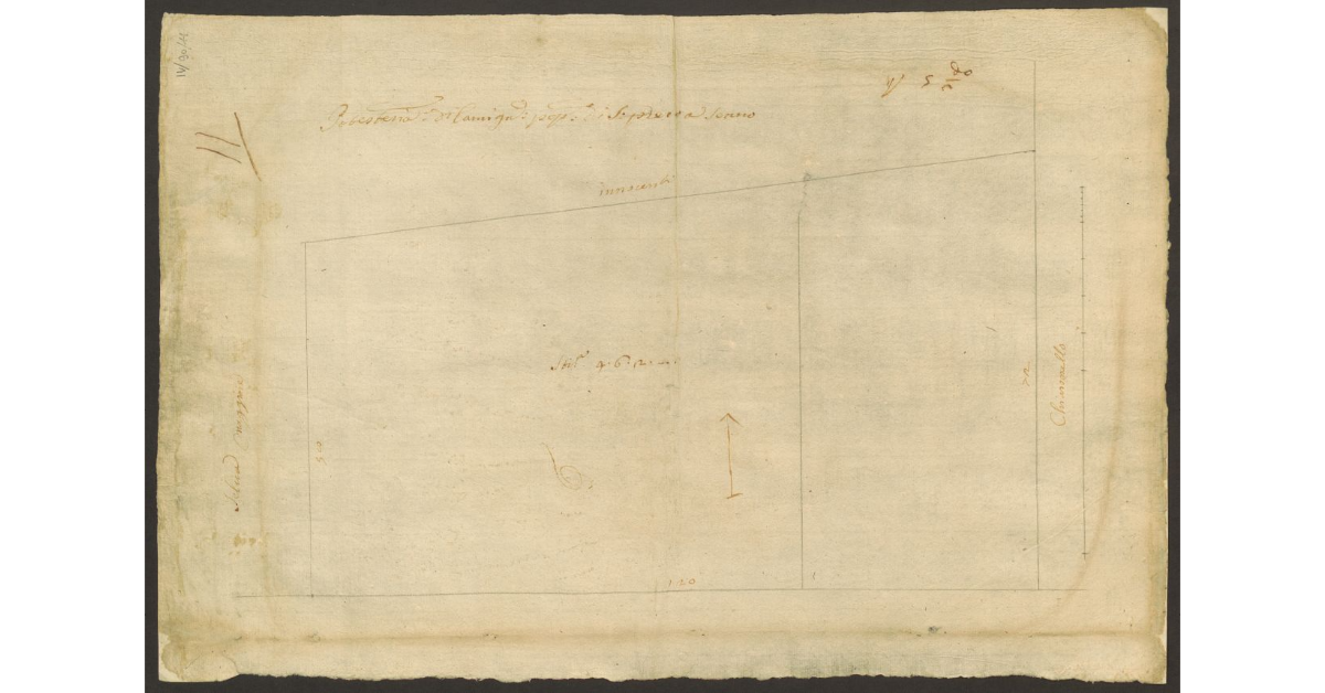 [Pianta di un appezzamento di terreno di proprietà dello Spedale del Ceppo di Carmignano]