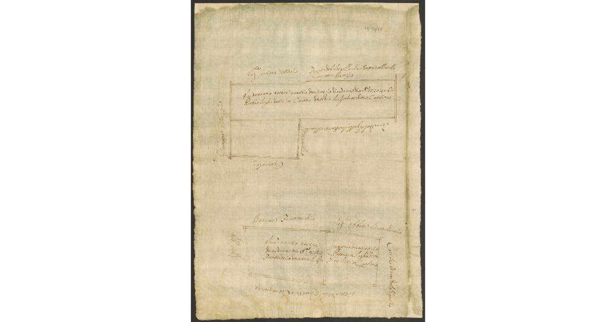 [Pianta di alcuni appezzamenti di terreno di proprietà dello Spedale del Ceppo di Carmignano]