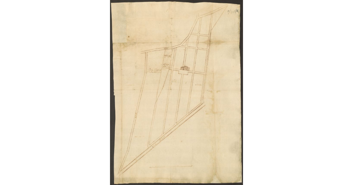 [Pianta della Villa dei Sernini con l'indicazione del terreno che lo Spedale della Misericordia di Cortona intende acquistare]