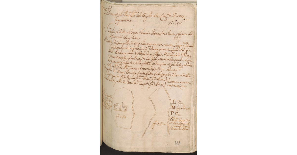 [Appezzamenti di terreno lavorativo con casetta posti nel comune di Uzzano in località Tanaio, tenuti a livello da Antonio Petrucci]