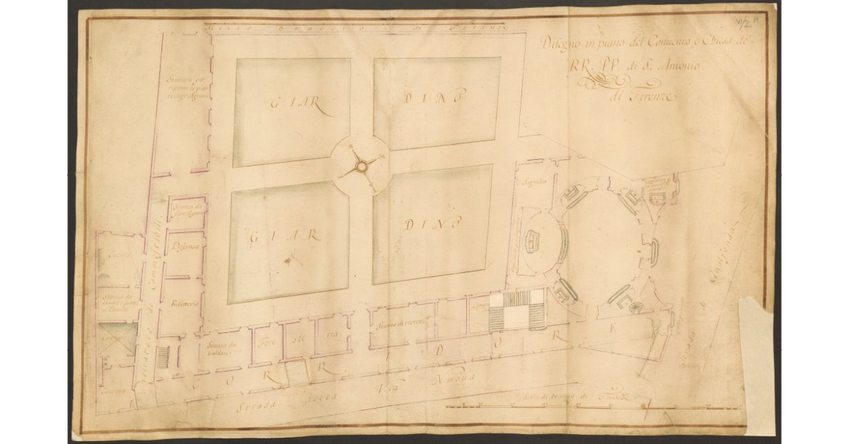 Disegno in piano del Convento, e Chiesa de' RR. PP. di S. Antonio di Firenze