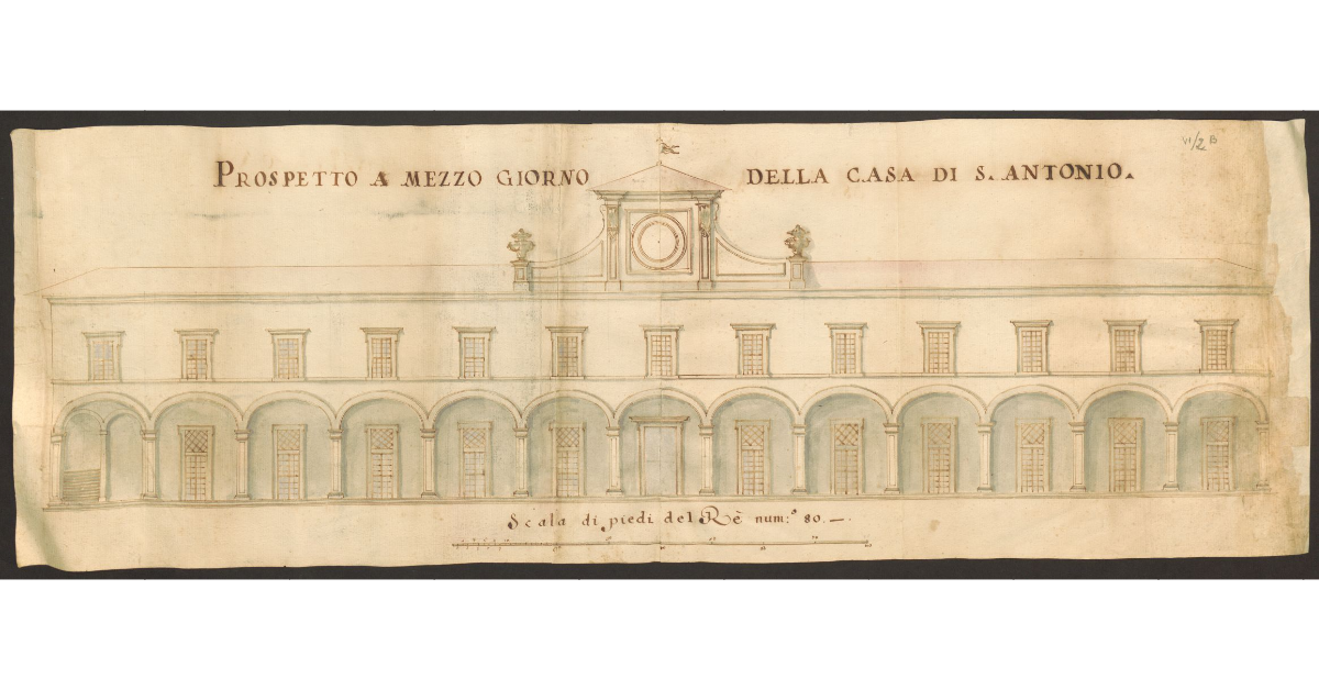 Prospetto a mezzo giorno della casa di S. Antonio
