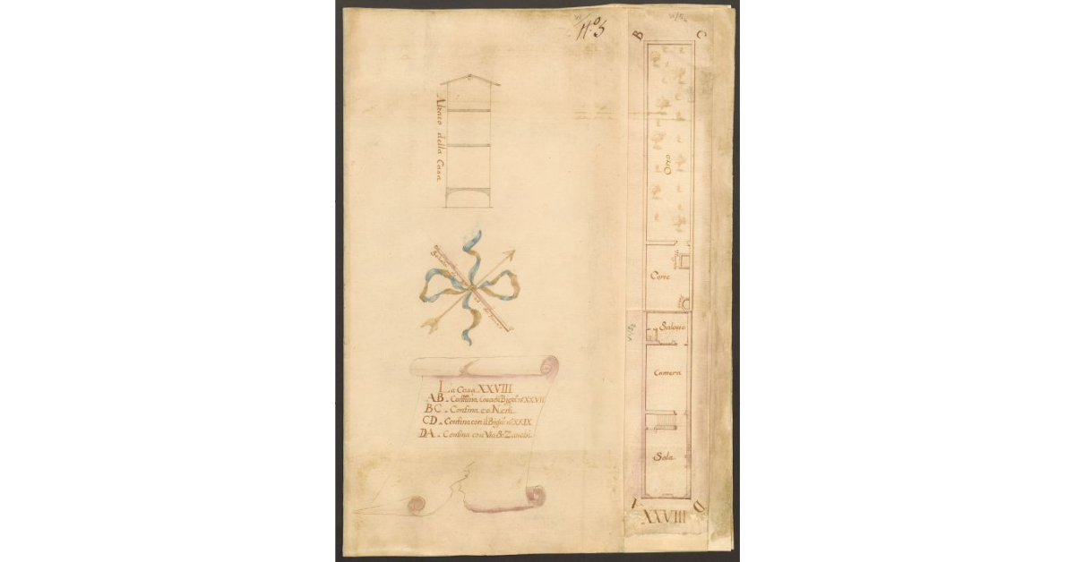 [Pianta e prospetto della casa XXVIII]