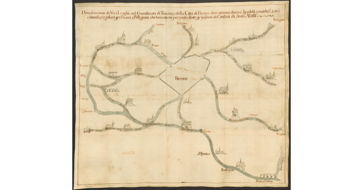 Dimostrazione di Vari Luoghi nel Granducato di Toscana, e della Città di Firenze dove esistono diversi Spedali considerati i più comodi, e regolati per i Poveri, e Pellegrini, che transitano per questo Stato per passare ai Confini di Stati Alieni