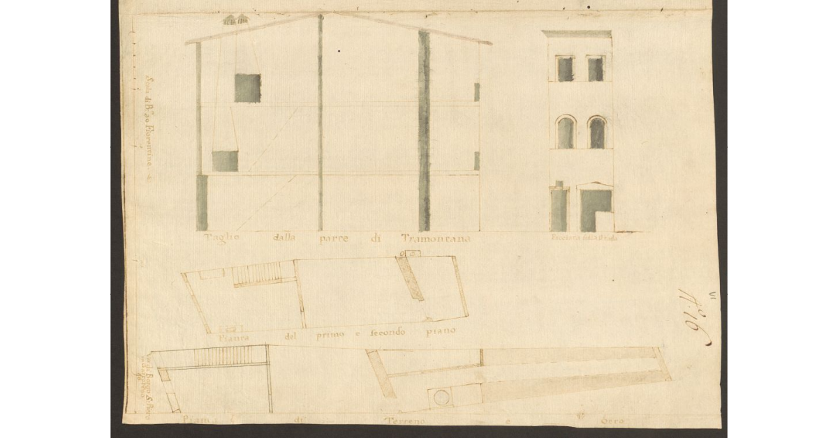 Pianta della Casa allivellata Cammillo Ferri posta in Firenze nel Borgo di S. Pier Gattolini