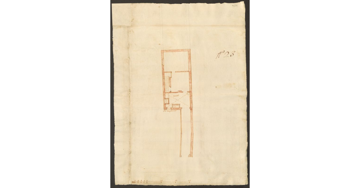 [Pianta della casa concessa a livello al Fontanichi] Pianta della Casa di S. Jacopo in campo Cortolino. Livellare Filippo Fontanichi