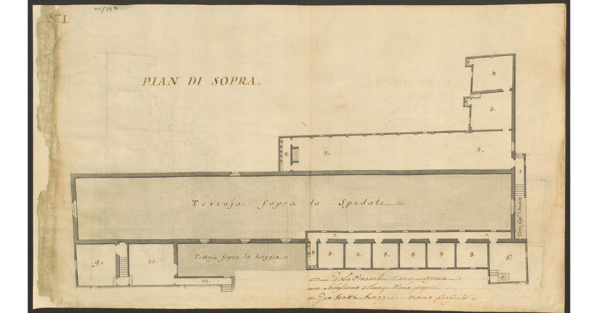 [Piano superiore della porzione di Fabbrica dello Spedale degli Incurabili]